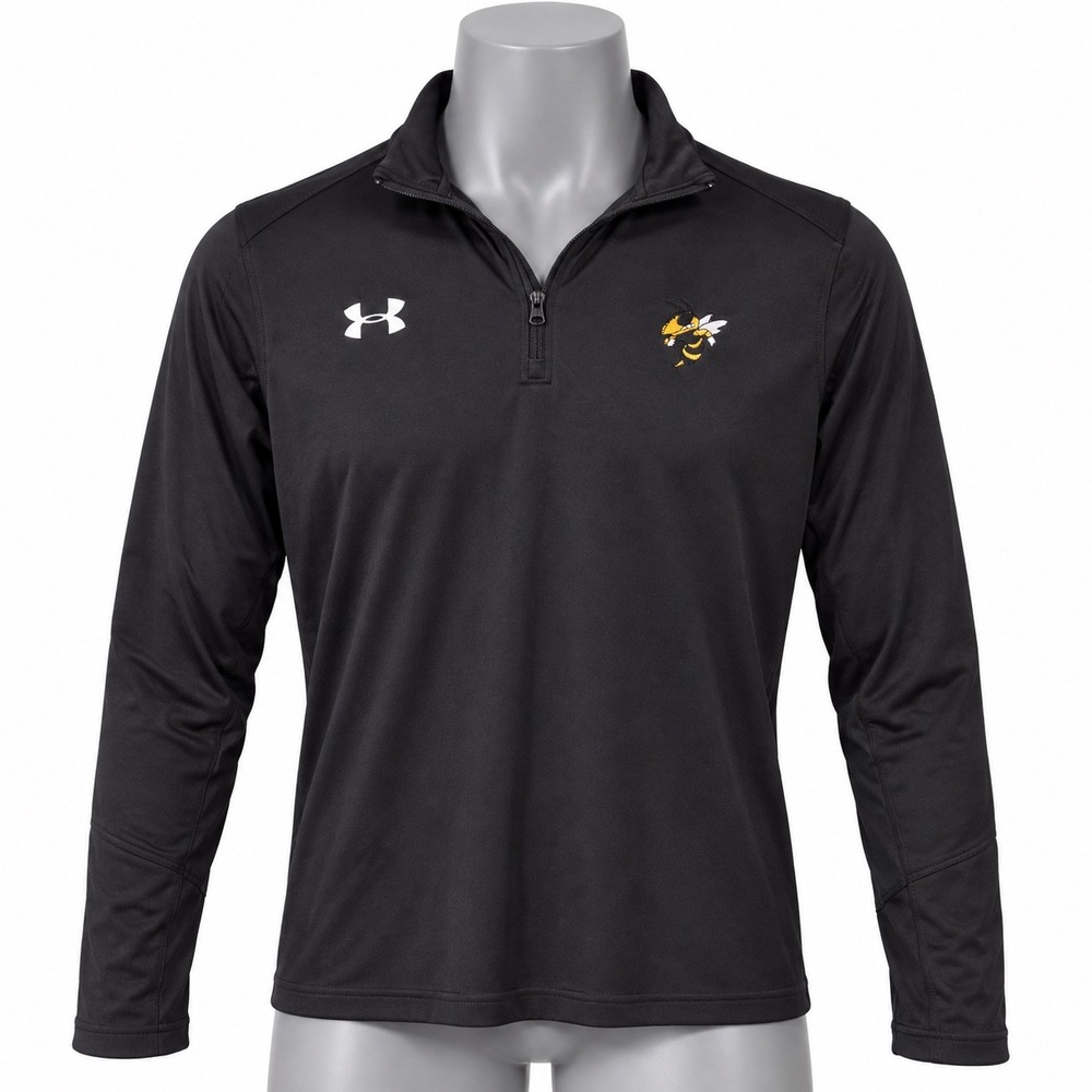 Under Armour Mens HeatGear 1/4 Zip Pullover Black Yellow Jacket Mascot Small